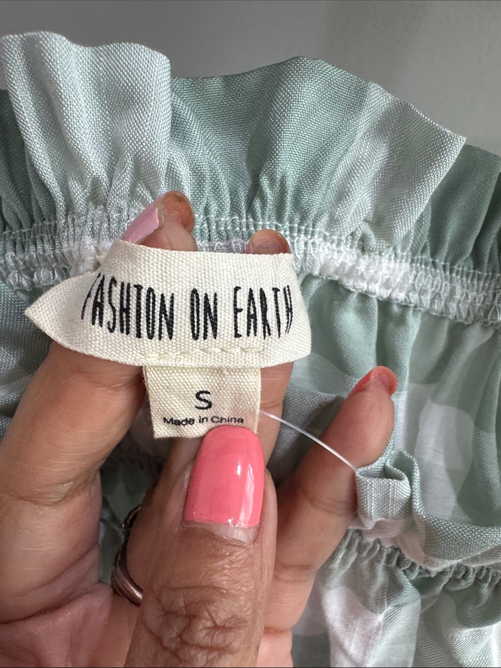 Checked Sage Green Ruffle Crop Top - Picture 2 of 4